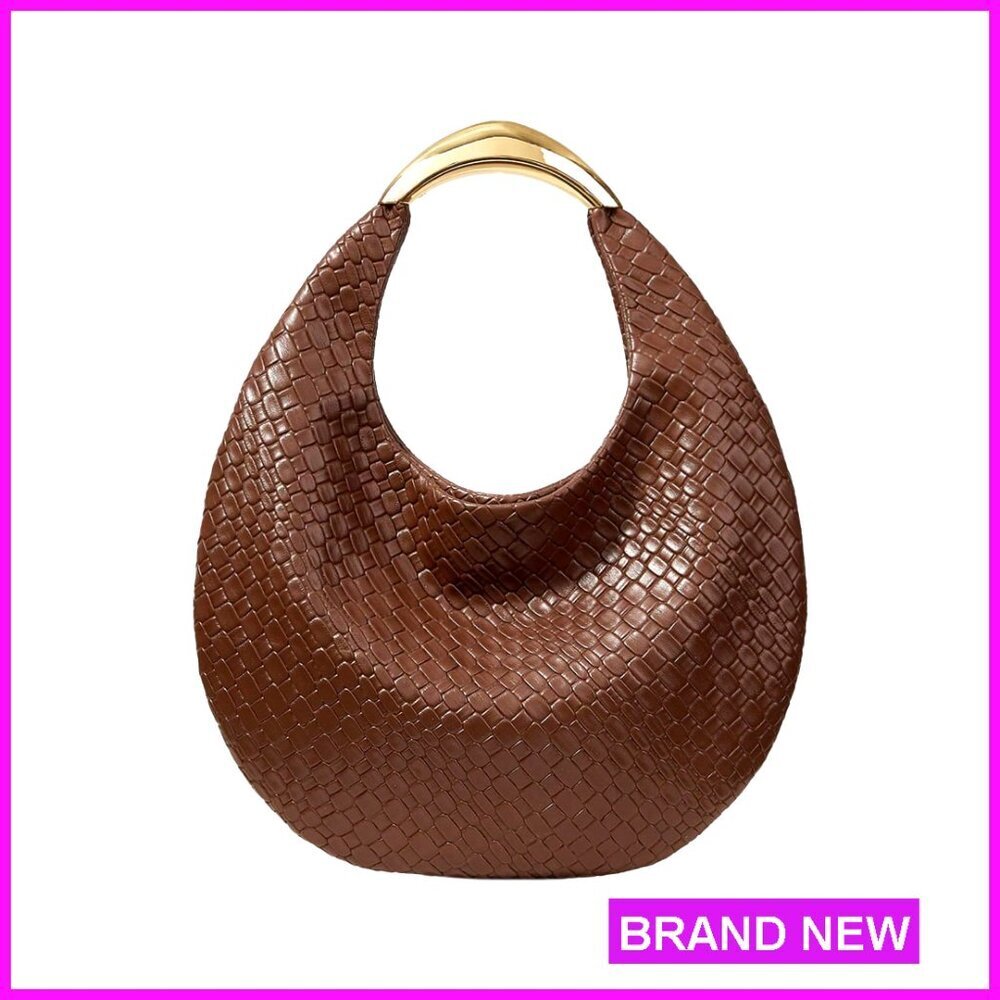 PU Leather Clutch Purse with Metal Top Handle Evening Bag